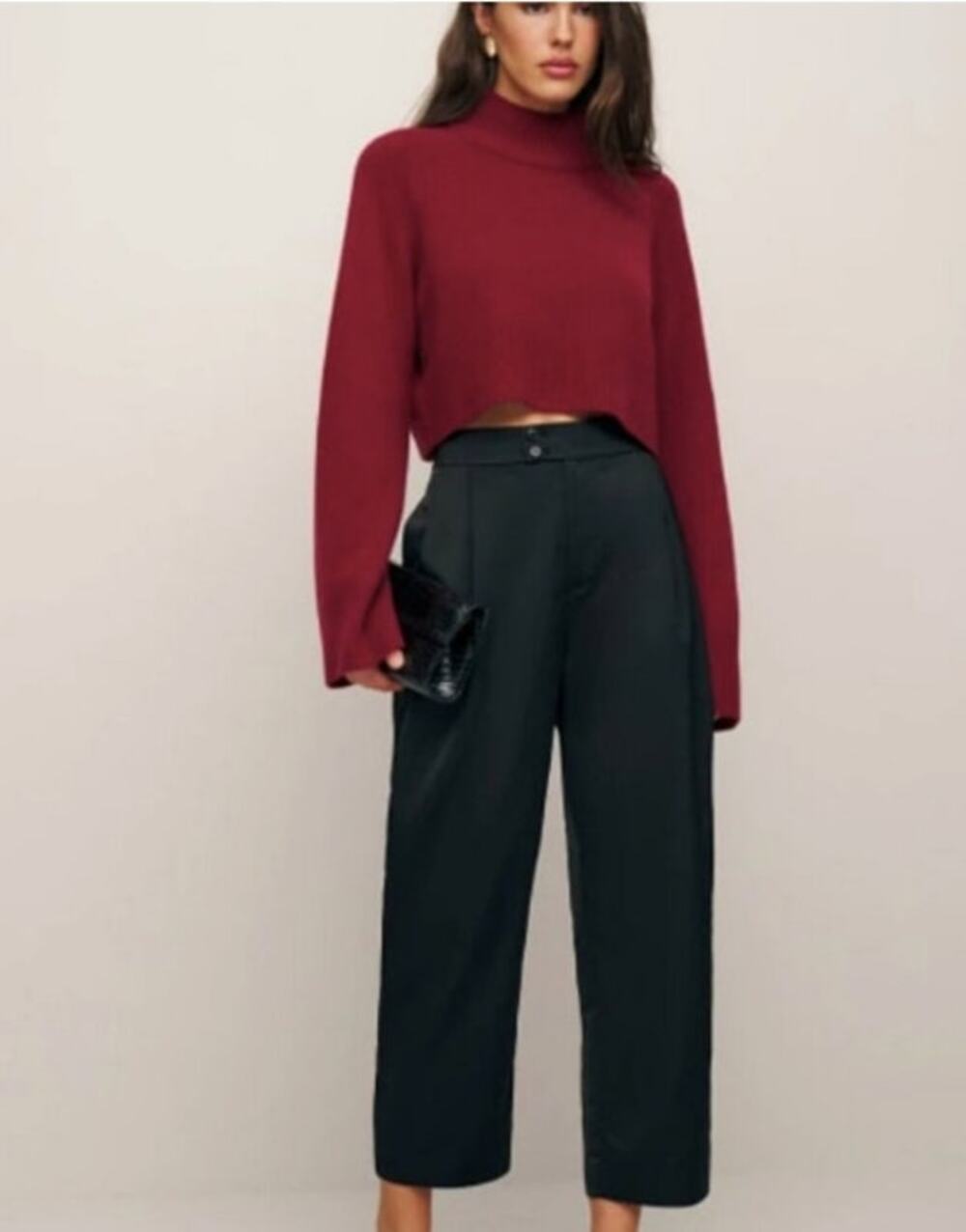Reformation Black High Rise Cropped Trouser Pants Size 0 NWT